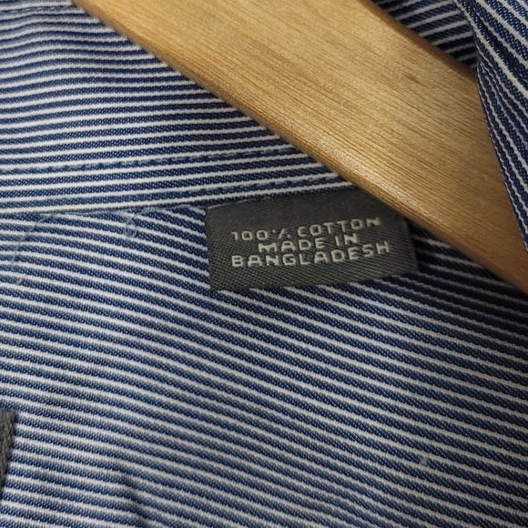 Kenneth Cole Reaction Mens Blue Striped Long Sleeve Button Up Cotton Shirt Large - Picture 5 of 11